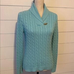 Lauren by Ralph Lauren Cable Knit Shawl Collar Sweater